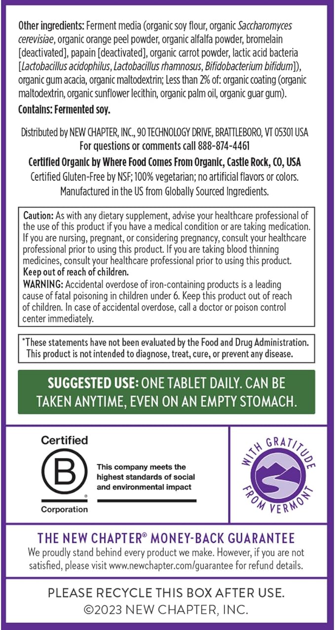 New Chapter Women's Multivitamin for Immune, Beauty + Energy Support with Fermented Nutrients - Every Woman's One Daily, Made with Organic Vegetables & Herbs, Non-GMO, Gluten Free, 48 Count