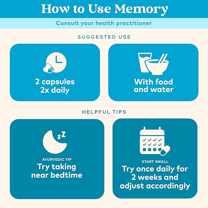 ORGANIC INDIA Memory Herbal Supplement - Brain Supplement for Memory and Focus, Bacopa Monnieri & Gotu Kola Brain Herbal Supplement, Memory Support - USDA Certified Organic, Non-GMO - 90 Capsules