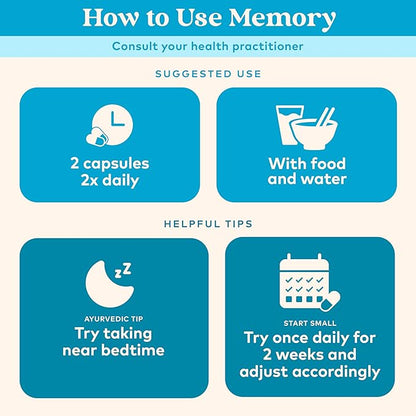 ORGANIC INDIA Memory Herbal Supplement - Brain Supplement for Memory and Focus, Bacopa Monnieri & Gotu Kola Brain Herbal Supplement, Memory Support - USDA Certified Organic, Non-GMO - 90 Capsules