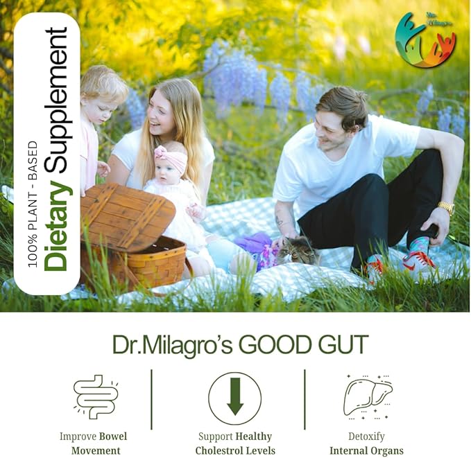 Dr. Milagro’s Good Gut - Repear Leaky Gut, Restore Gut Microbiome, Improve Bowel Movement, Detoxify Internal Organs, Support Healthy Cholesterol Level, Strong Metabolism, Colon Cleanse