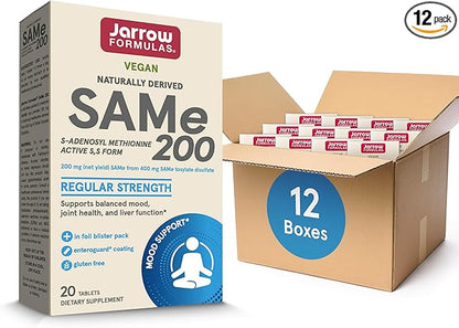 Jarrow Formulas Same 200 mg, Supports Joint Health, Liver Function, Brain Metabolism, 20 Tablets, Up to A 20 Day Supply (Pack of 12)