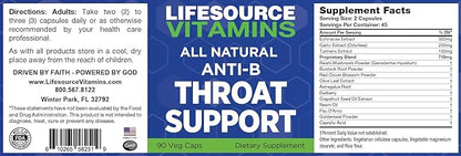 Throat Support - Anti-B - 90 Caps - Proprietary Formula -LSV, 1 Count (Pack of 1)