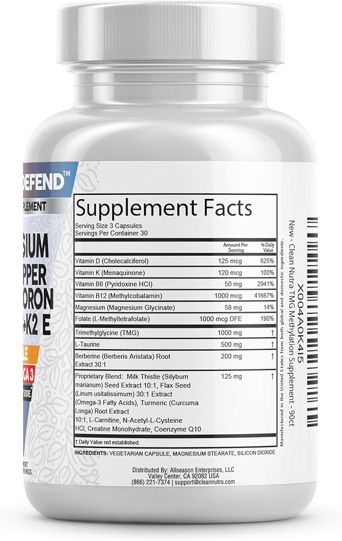 Calcium Magnesium Zinc Supplement with Potassium, Copper, Strontium, Silica, Vitamin D3 K2, Boron, Vitamin B1 B12 Red Clover Herb Alfalfa Basil Pills for Men and Women Clean Nutra Osteo Defend