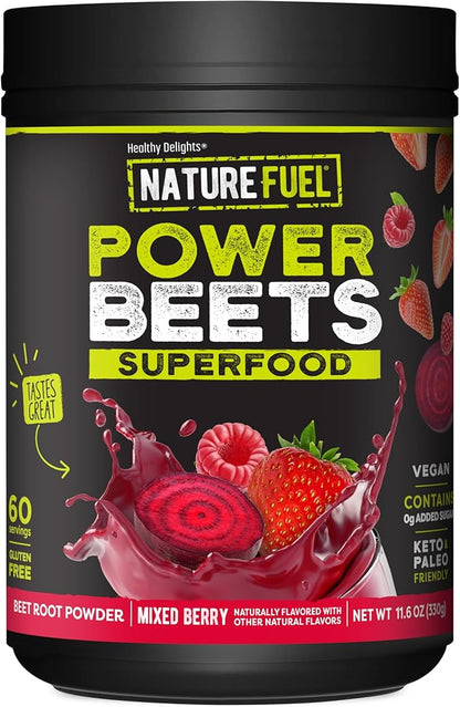 Nature Fuel Power Beets Powder, Delicious Mixed Berry, Concentrated Superfood Supplement, Supports Circulation, Natural Energy & Stamina, Non-GMO, 60 Servings (Packaging May Vary)