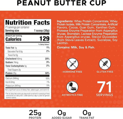High Whey, Protein Powder, Whey Isolate, Gluten Free, Lean Muscle Mass for Men & Women, 25g of Protein Per Scoop, 2.7kg, 73 Servings (Peanut Butter Cup, 6 Pound)