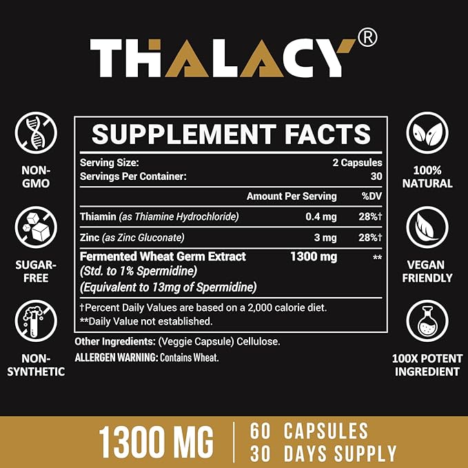 Spermidine Supplements 13mg - 1300mg Wheat Germ Extract Capsules Potent Formula with Higher Spermidine Content and Zinc for Healthy Aging, Daily Immune System and Cell Renewal (3 Pack)