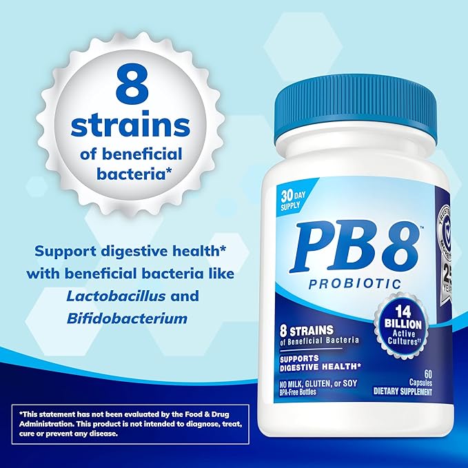 Nutrition Now PB 8 Probiotic Acidophilus for Life* Vegetarian Dietary Supplement for Men and Women, 120 Count (Pack of 2)