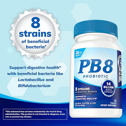 Nutrition Now PB 8 Probiotic Acidophilus for Life* Vegetarian Dietary Supplement for Men and Women, 120 Count (Pack of 2)