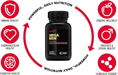 GNC Mega Men Multivitamin | Heart Health, and Immune Support | 180 Count