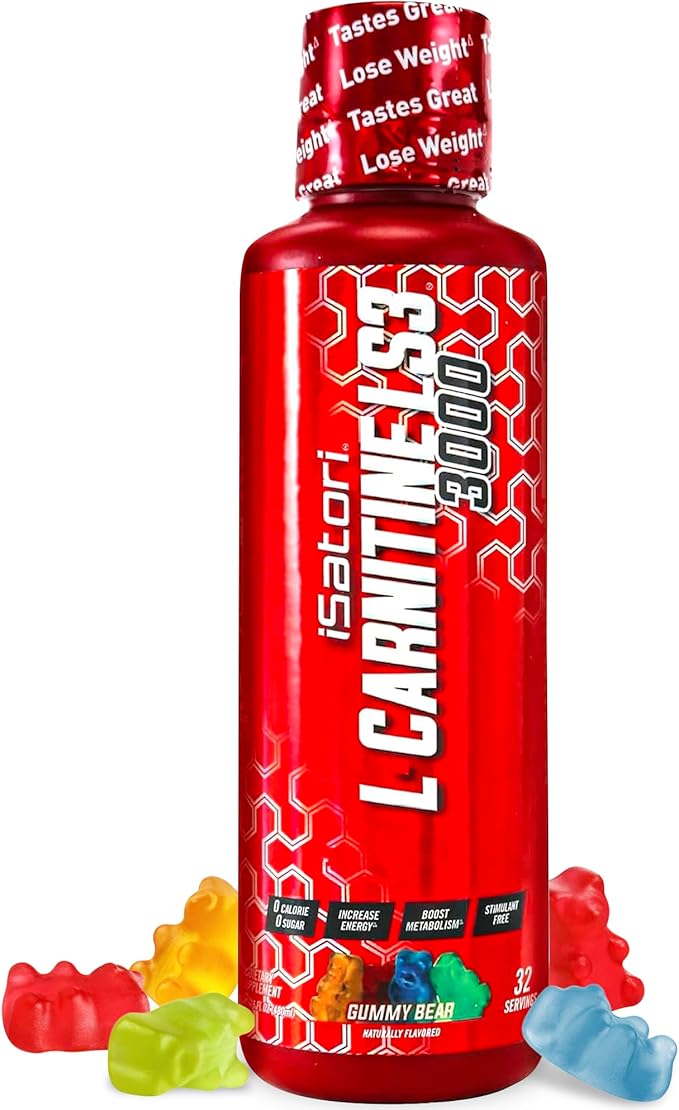 iSatori L-Carnitine LS3 3000, Liquid L-Carnitine with Acetyl L-Carnitine, L-Carnitine L-Tartrate, Stimulant Free Pre Workout, No Calories, Sugar, Gluten, Keto-Friendly, Gummy Bear Flavor (32 Servings)
