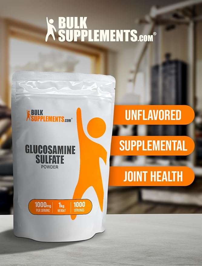 BulkSupplements.com Glucosamine Sulfate Powder - Glucosamine Supplement, Glucosamine Powder - for Joint Support, Gluten Free, 1000mg per Serving, 5kg (11 lbs) (Pack of 5)