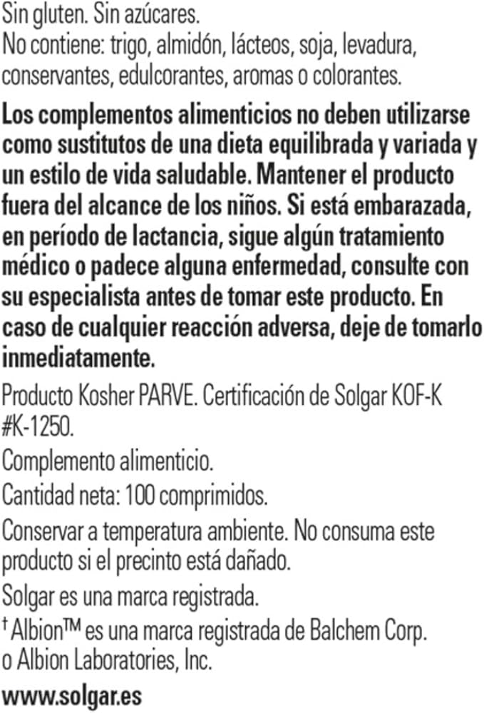 Solgar Chelated Zinc, 100 Tablets - Zinc for Healthy Skin - Supports Cell Growth & DNA Formation - Exerts Antioxidant Activity - Supports A Healthy Immune System - Non GMO, Gluten Free - 100 Servings