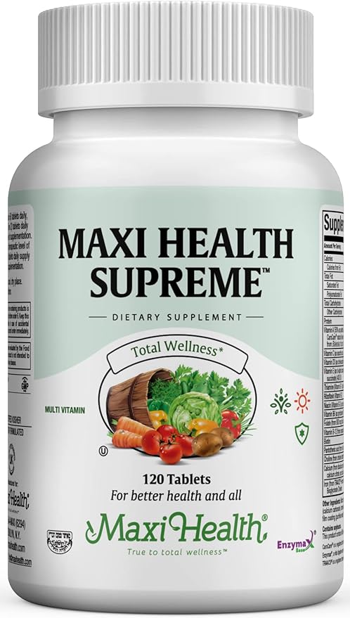 Maxi Health Supreme - High Potency Multivitamin & Mineral Supplement - 120 Tablets - Kosher
