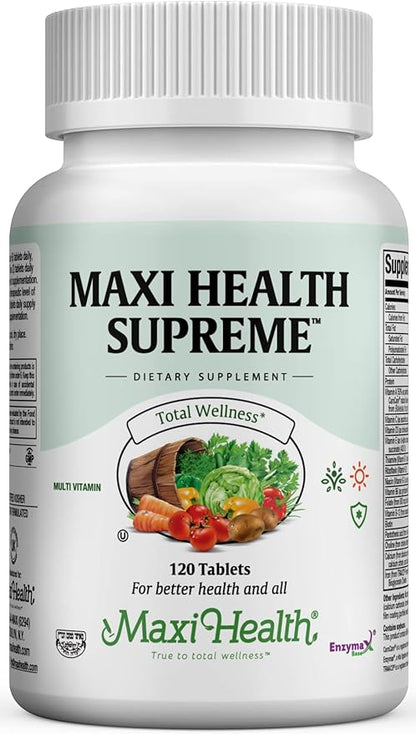Maxi Health Supreme - High Potency Multivitamin & Mineral Supplement - 120 Tablets - Kosher