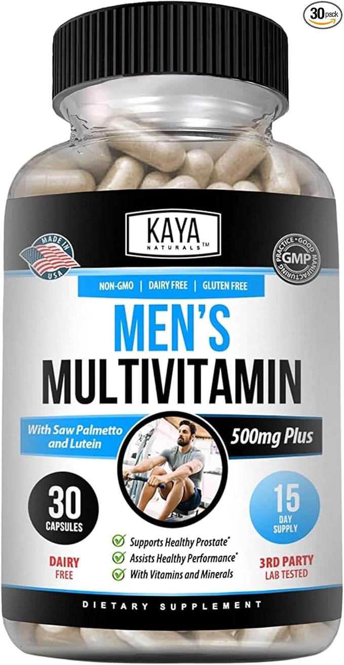 Kaya Naturals Multivitamin for Men - Men's Prostate Multivitamin - Multi Mineral Daily Supplement - Pills for Men - Supports Healthy Prostate - Vitaminas para Hombres - 30 Veggie Capsules