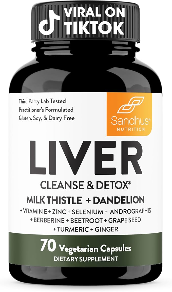 Sandhu's Liver Renew Cleanse Detox, Repair & Support |70 Capsules| 1 Month+ Supply (Pack of 1)| Herbal Supplement for Liver Health| Milk Thistle Dandelion Root with 9 Minerals