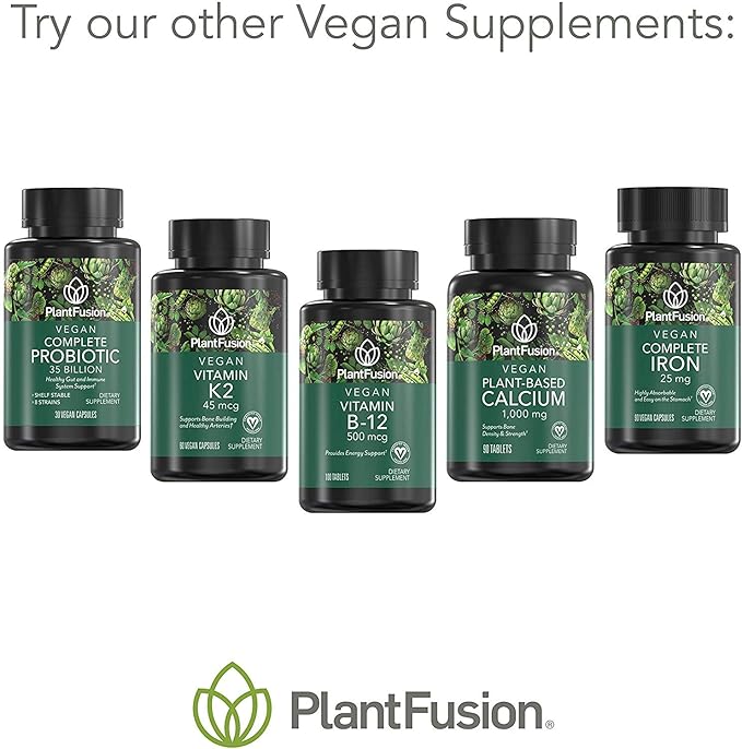 PlantFusion Vegan Iron Supplements from, Premium Plant Based Iron Supplements for Women and Men (25mg), Plus Folate & B12, 90 Veggie Capsules
