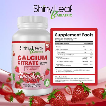 Bariatric Multivitamin Iron Free Capsules Calcium Citrate Chewable Strawberry Flavor - for Post Bariatric Surgery Including Gastric Bypass and Sleeve (30 Days)