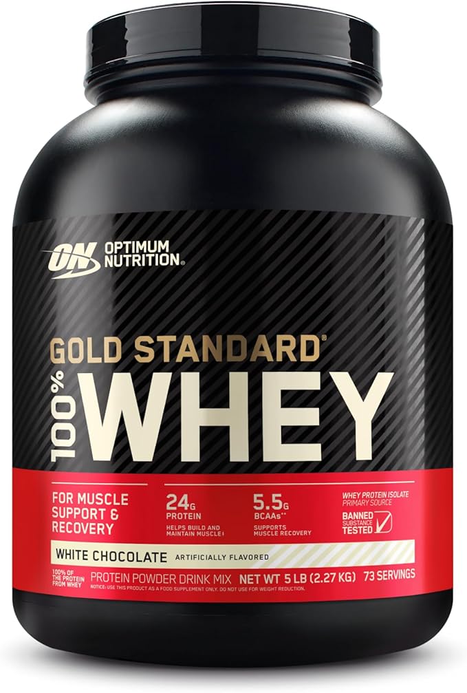Optimum Nutrition Gold Standard 100% Whey Protein Powder, White Chocolate, 5 Pound (Packaging May Vary)