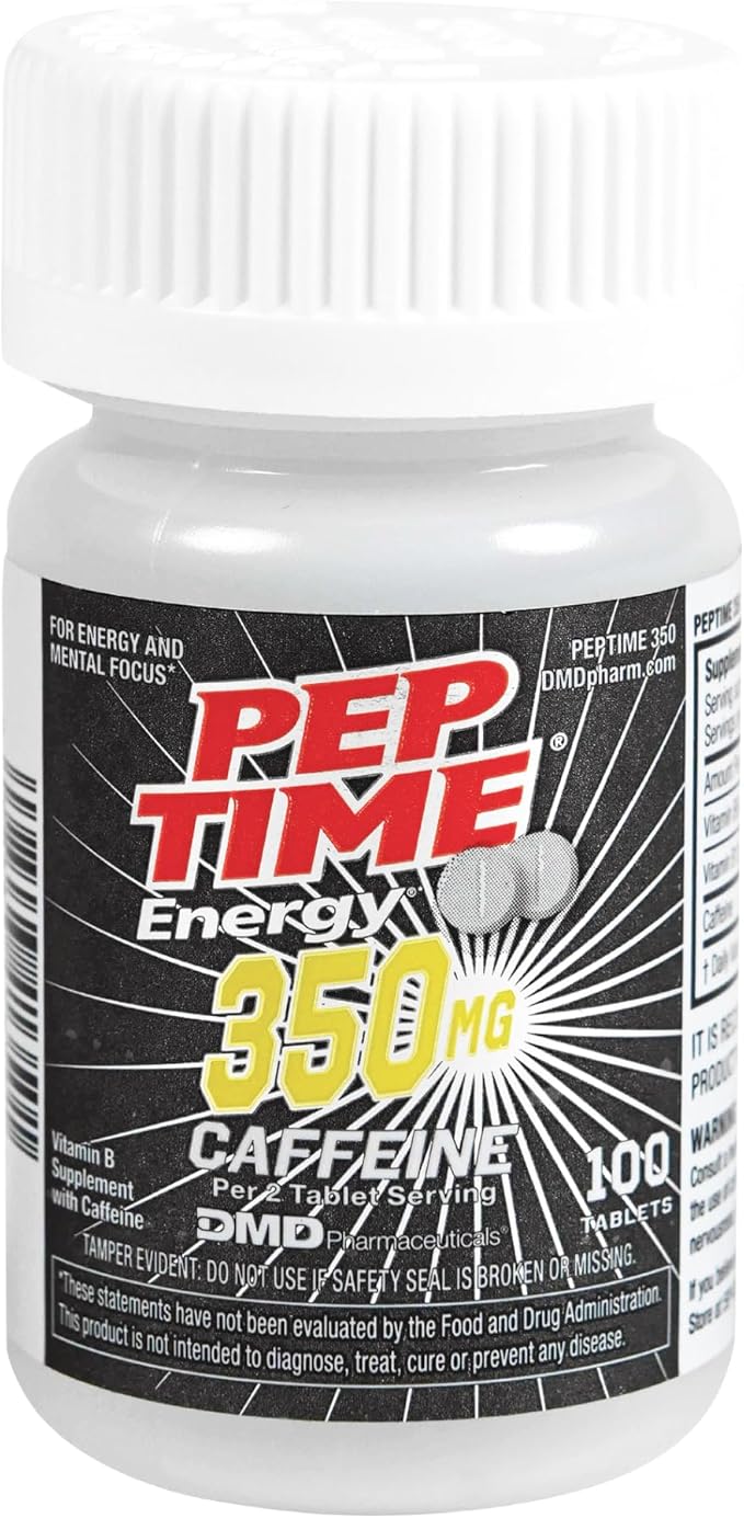 Tablets, Vitamin B6 and B12 Caffeine Pills, 350 mg Caffeine per Serving, Physical Performance and Focus Supplement, 100 Count