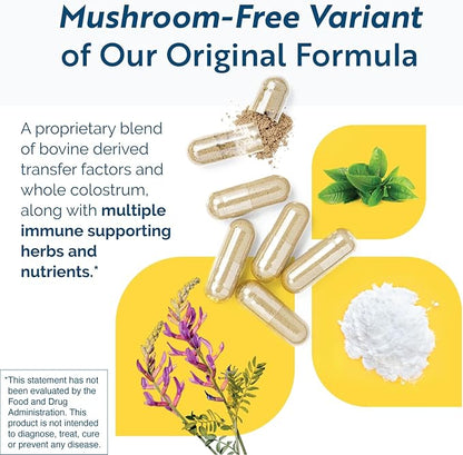 Researched Nutritionals Transfer Factor Multi-Immune Colostrum Supplement - Mushroom-Free Immune Support with Zinc, Beta Glucan, and Green Tea - Backed by Clinical Research (90 Capsules)