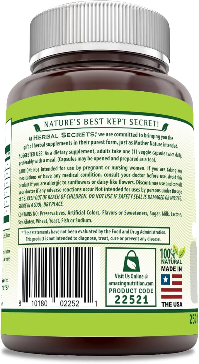 Herbal Secrets Echinacea & Goldenseal Root Supplement | 450 Mg Per Serving | 250 Veggie Capsules | Non-GMO | Gluten-Free | Made in USA (250 Veggie Capsules)