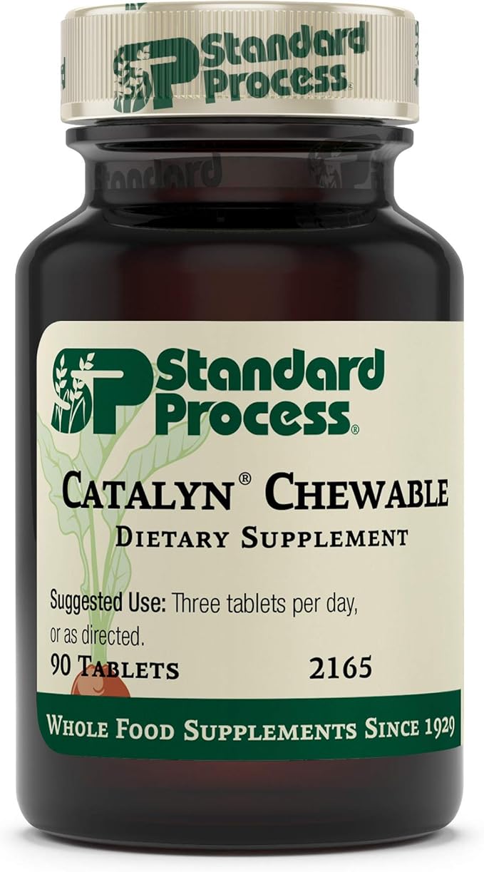 Standard Process Catalyn Chewable - Foundational Support for General Wellbeing with Vitamin D, Vitamin C, Vitamin A, Thiamine, Riboflavin, Vitamin B6, Magnesium Citrate, and More - 90 Tablets