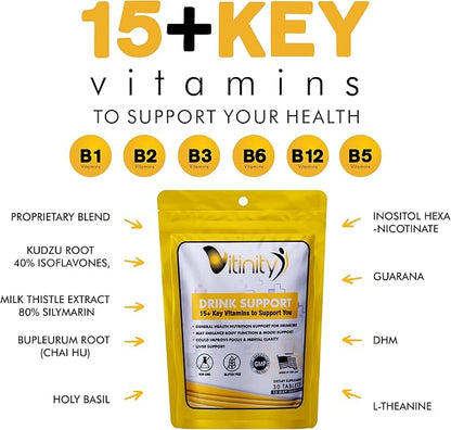 Anti Drink Liver Support Supplement-15+Key Ingredients for Craving Support,Liver Health,Kudzu, Milk Thistle,Holy Basil,DHM,All Natural Cleanse,Gradual Reduction,Nutrient Replenisher Tablets(90 Days)