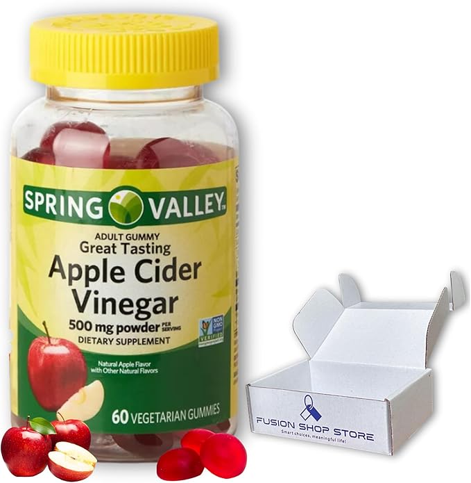 Spring Valley Apple Cider Vinegar Gummies- 500 mg 60 Ct (Pack 1), Boxed by Fusion Shop Store