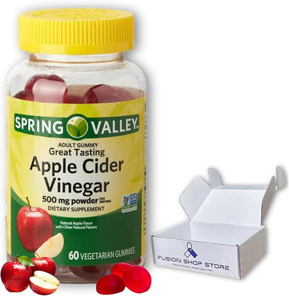 Spring Valley Apple Cider Vinegar Gummies- 500 mg 60 Ct (Pack 1), Boxed by Fusion Shop Store