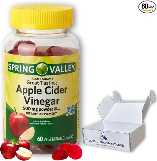Spring Valley Apple Cider Vinegar Gummies- 500 mg 60 Ct (Pack 1), Boxed by Fusion Shop Store