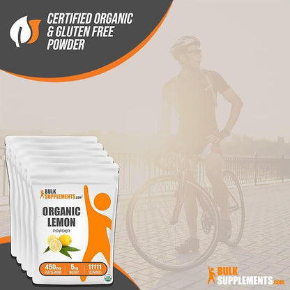 BulkSupplements.com Organic Lemon Powder - Natural Vitamin C Source, Fruit Powder, Lemon Flavoring - for Smoothies & Juice, Gluten Free - 450mg per Serving, 5kg, Pack of 5 (11 lbs)