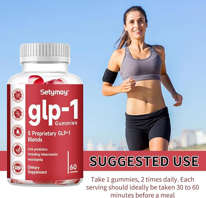 GLP-1 Supplement Gummies with Akkermansia Probiotic, Berberine, GLP 1 Probiotic Gummy for Women and Men 60 Gummies