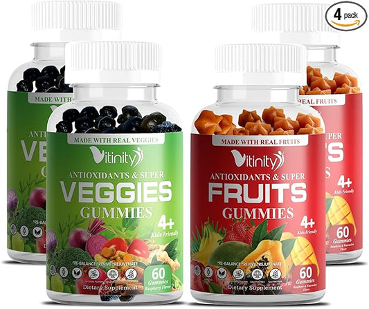 Made with Real Fruit and Real Veggie Gummies - Superfood Vegetable Vitamin Supplement for Women,Men & Kids - with a Blend of Fruit and Greens for Daily Health (60-Day Supply)