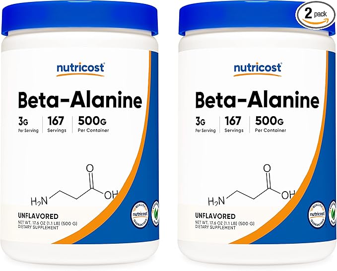 Nutricost Beta Alanine 500 Gram Bottles (2 Pack for 1 KG) - Pure Beta Alanine