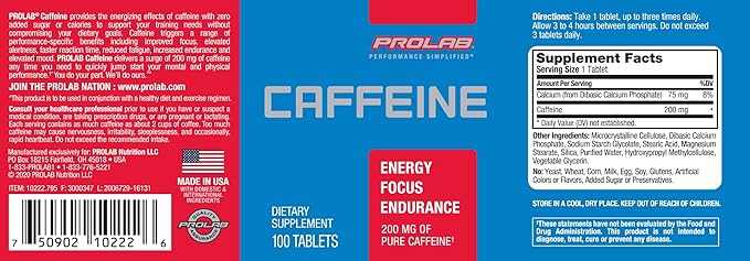 ProLab Caffeine Tablets 100 Count (Pack of 4)