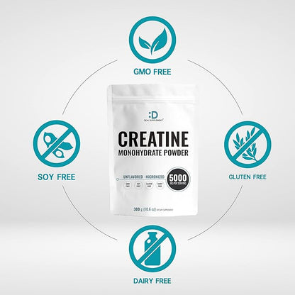 Micronized Creatine Monohydrate Powder 60 Servings - 5000mg(5g) Per Serving | Unflavored Creatine for Men & Women | Improve Performance & PreWorkout Recovery | Vegan, Keto | Non-GMO, No Filler