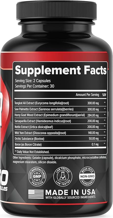 Performance Booster for Men - Enhance Energy, Endurance, Stamina, Strength, Drive & Muscle Growth - Natural Male Enhancing Supplement with Tongkat Ali, Horny Goat Weed & Saw Palmetto - 60 Capsules