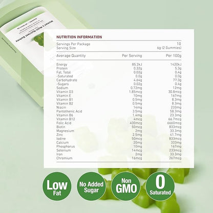 Unichi Women’s Multi-Nutrient Gummy 20 Count, 18 Essential Vitamins & Minerals Specially Designed for Women to Improve Overall Vitality, Non-GMO, Lime Flavour