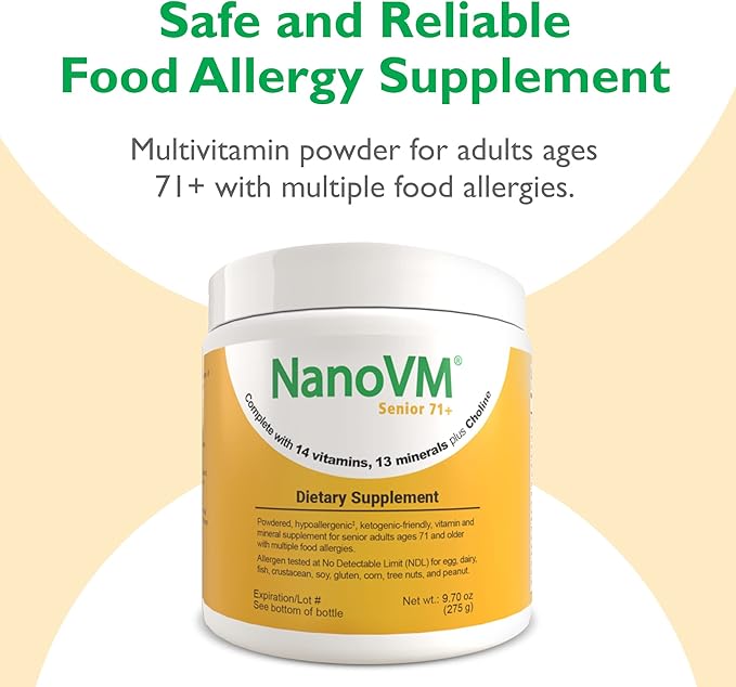 Senior 71+, Allergen-Free Vitamin Supplements, Unflavored Multivitamin Powder with 14 Vitamins & 13 Minerals, Low-Carbohydrate Mineral Supplements, 275g - Solace Nutrition