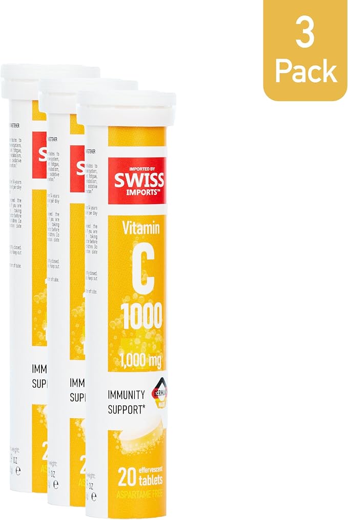 Effervescent Vitamin C 1000mg Dietary Supplement, 3-Pack, 60 Tablets