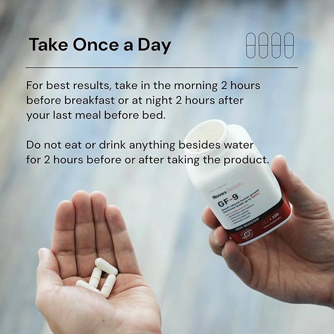 Novex Biotech GF-9 – HGH Boosting Supplement for Men – Workout Complex for Men – Support Energy, Endurance, Sleep, 120 Ct (30-Day Supply)