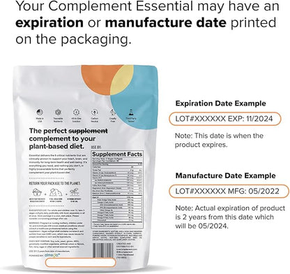 Complement 1 Month Supply Vegan Multivitamins for Women & Men (90 Capsules) Omega 3 DHA+EPA, Vitamin B12, Vitamin D3 K2, Zinc, Selenium, Magnesium, Iodine Supplement- Made in USA, 30 Servings