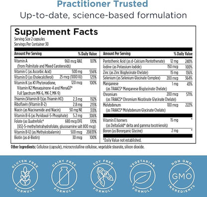 Designs for Health Methylated Multivitamin for Women & Men - Twice Daily Multimineral Supplement & Multivitamin Without Iron + Methylated B12 and Folate, Vitamin C, K, D, E + More (60 Capsules)