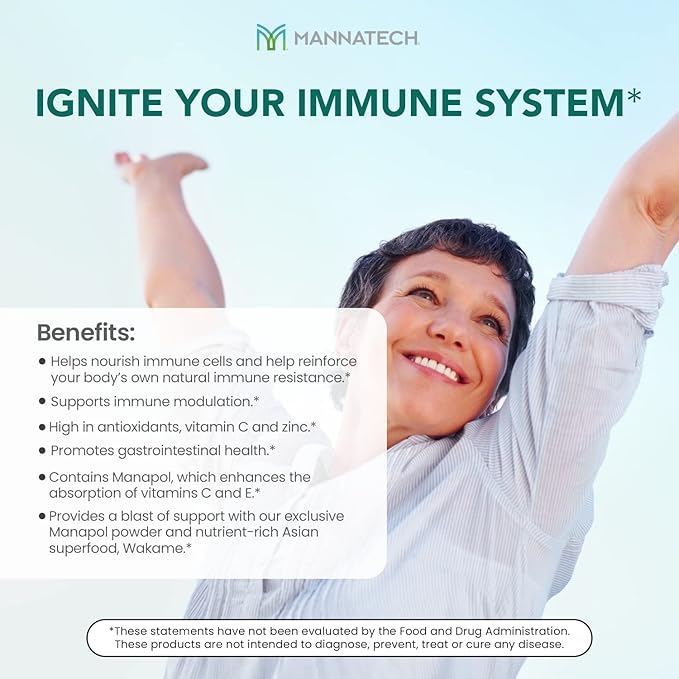 Mannatech Advanced Immune Support Supplement - 150% More Vitamin C, Increased Manapol, Zinc & Glyconutrients for Immunity in MannaBOOM, 30 Slimsticks