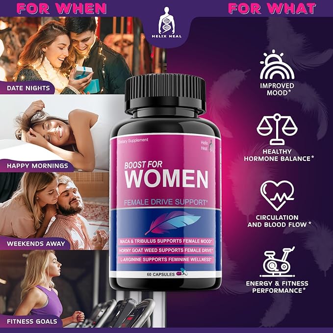 Female Libido Booster for Women Fast Acting - Supplements for Women, Hornygoatweed Women, Boost Desire Pills for Women with Maca Root, Tribulus Terrestris and Ginseng (60 ct)