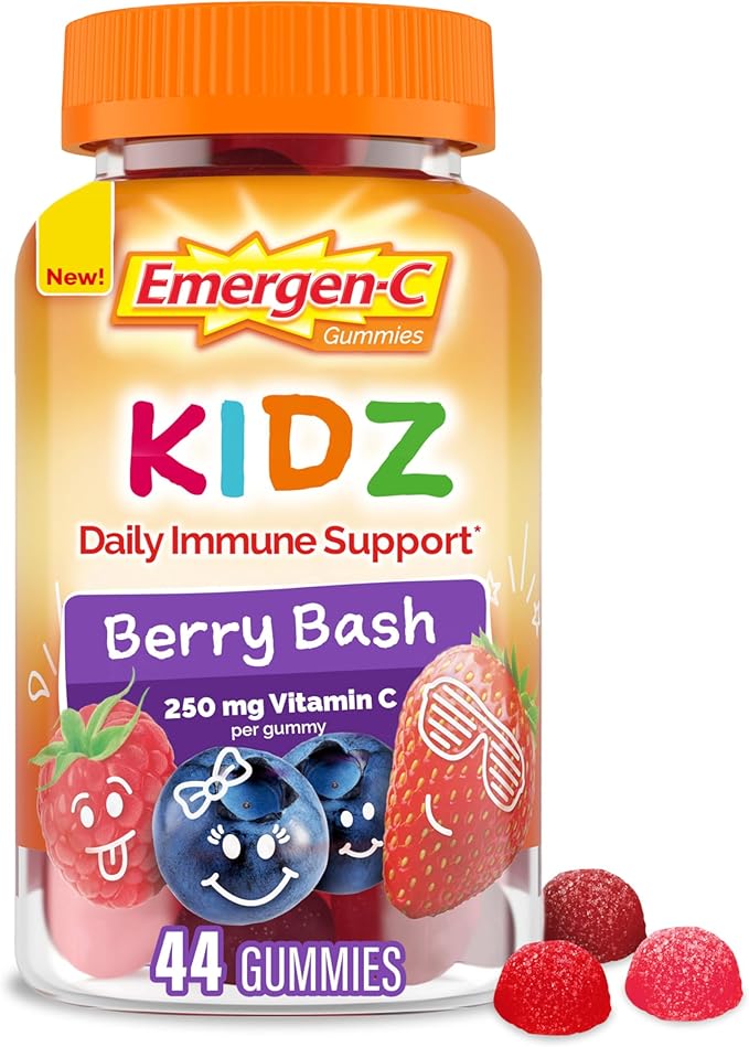 Emergen-C Kidz Daily Immune Support Dietary Supplements, Flavored Gummies with Vitamin C and B Vitamins for Immune Support, Berry Bash - 44 Count