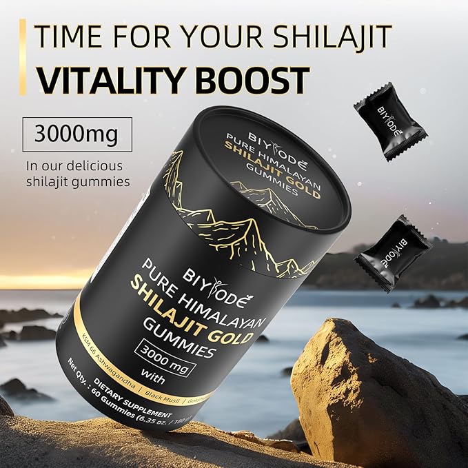 Shilajit Gummies: Pure Shilajit Himalayan Rich in Ashwagandha Gaulshura Fulvic Acid 85 Micronutrients Suitable for Men and Women No Added Sugar Non-GMO 100% Natural Organic 60 Gummies