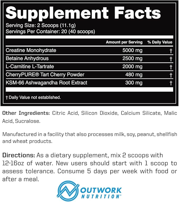 Outwork Nutrition Recovery Supplement, Post Workout Recovery Powder & Muscle Builder for Men and Women, Recharge Muscles After Gym, Backed by Science, 240 Gr (Iced Tea)