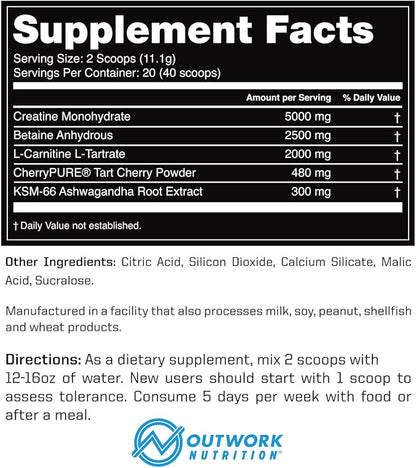 Outwork Nutrition Recovery Supplement, Post Workout Recovery Powder & Muscle Builder for Men and Women, Recharge Muscles After Gym, Backed by Science, 240 Gr (Iced Tea)